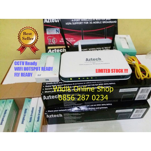 Paket Wifi Router Aztech HW550 & Modem 3G ZTE MF667 Seting Fly Muluss