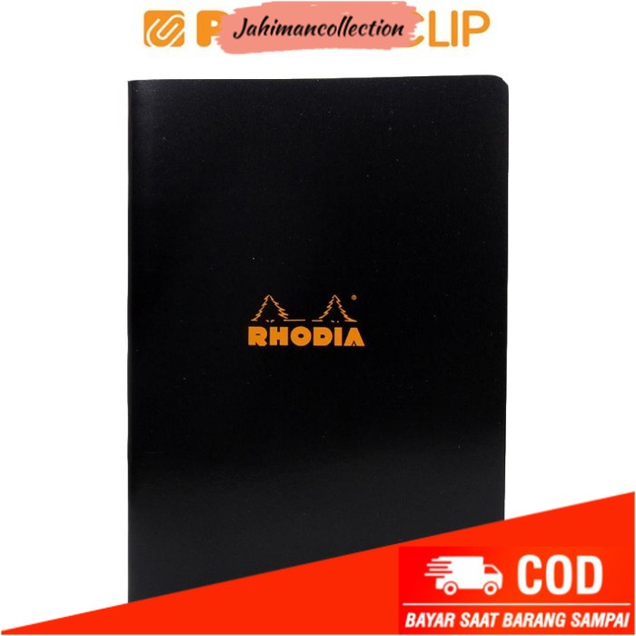 

✨ BISA COD ✨ NOTEBOOK RHODIA A5 STAPLEBOUND BLACK LINED 119189C