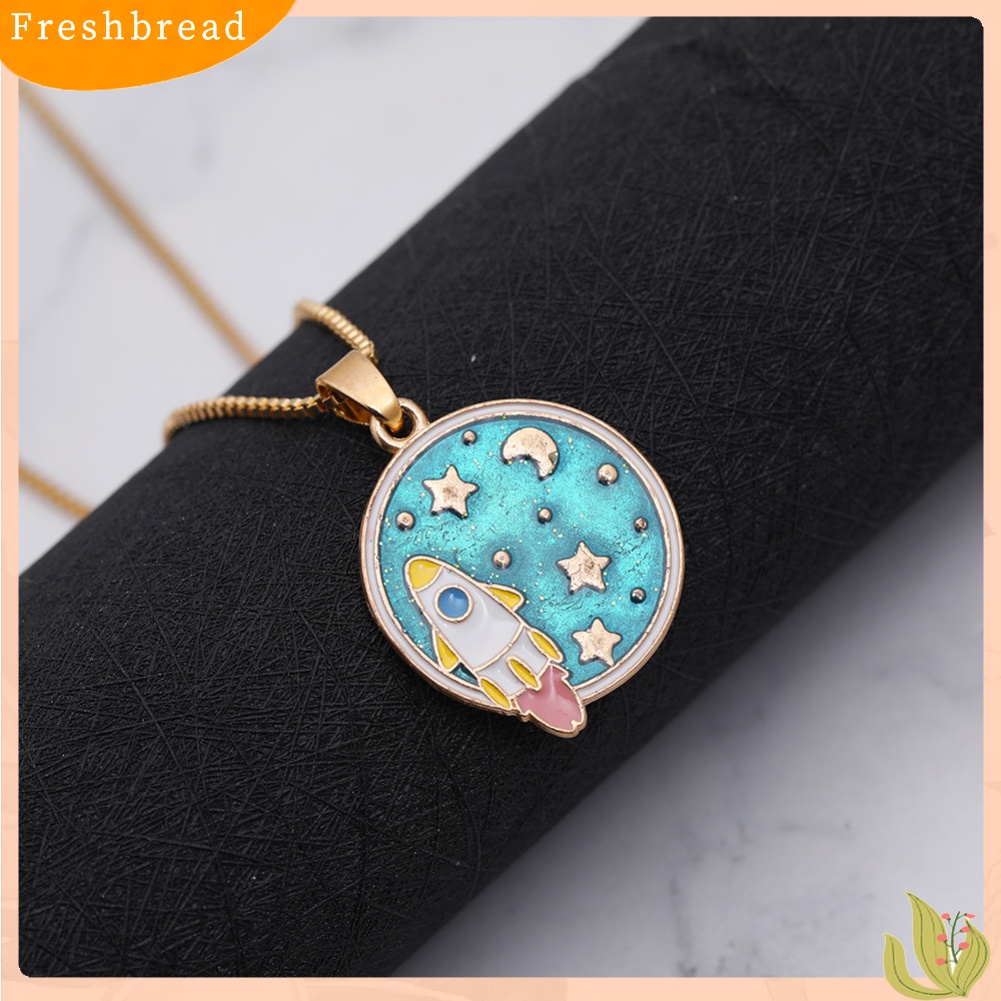 【Fresh】❀Women Romantic Starry Sky Enamel Star Moon Pendant Chain Necklace Jewelry Gift