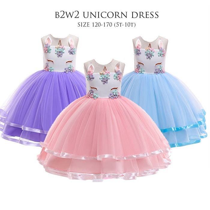 Gaun Anak - Anak Pesta Unicorn Ulang Gaun Tahun Unicorn Import Anak Dress Brandedb