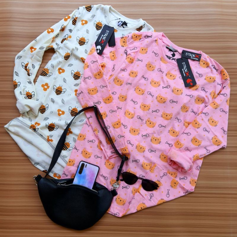  KAOS  MOTIF LENGAN  PANJANG  WANITA  Shopee  Indonesia