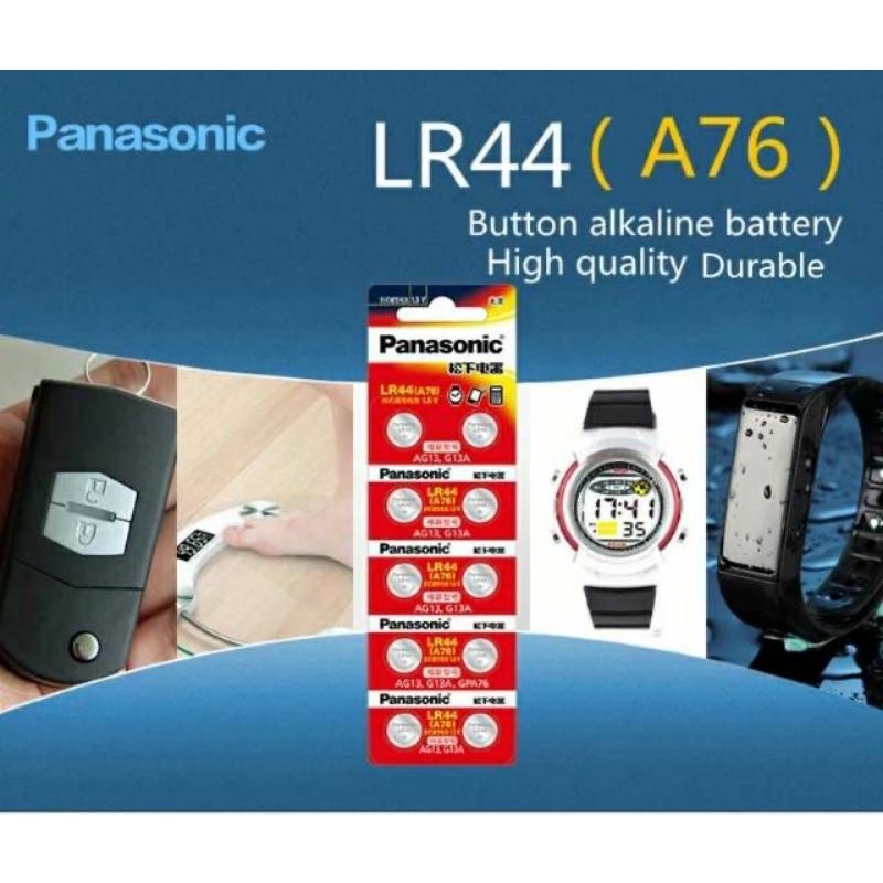 Panasonic Baterai LR44 A76 AG13 G13A LR44 LR1154 357A SR44 1.5 V Lithium Coin Baterai Koin