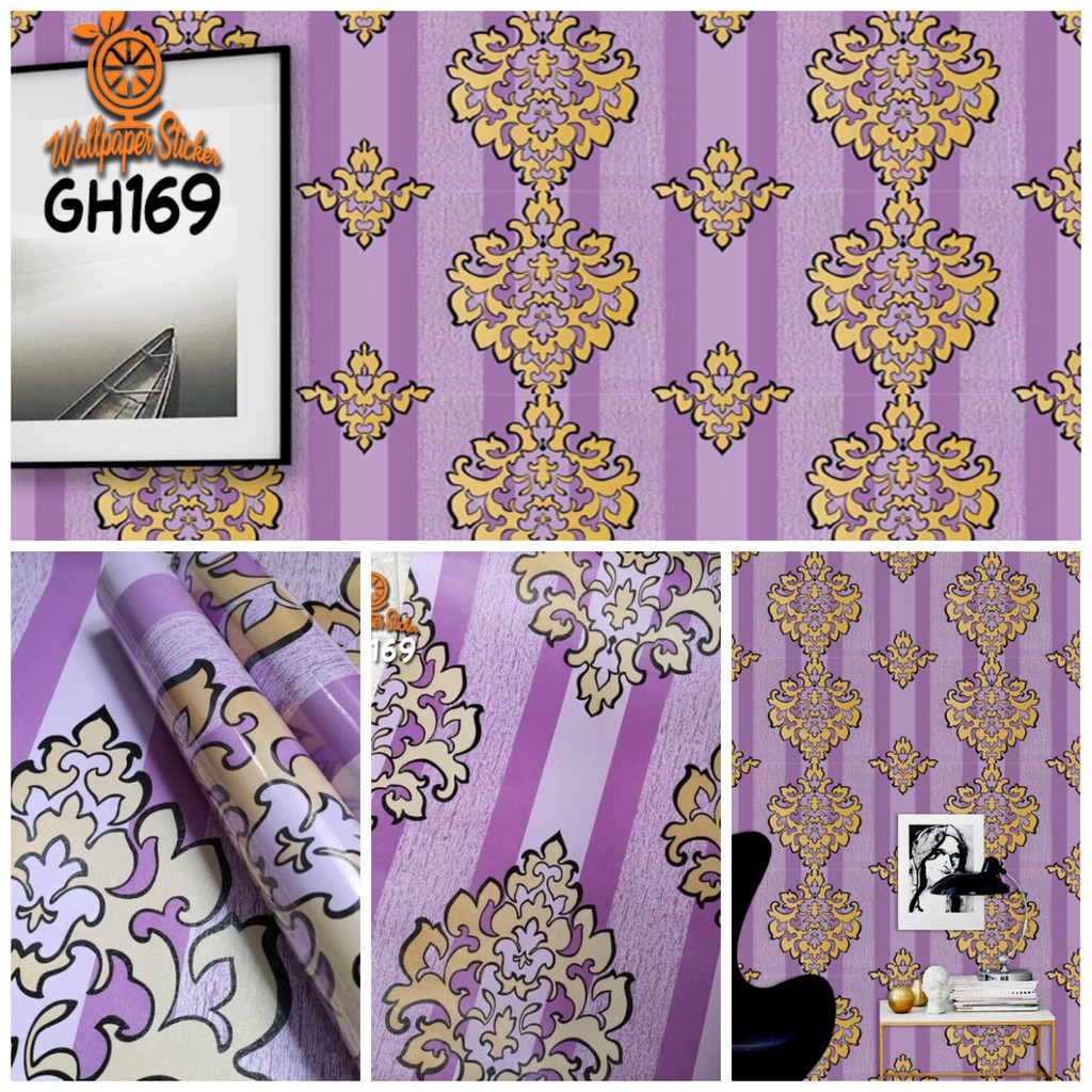 Wallpaper Dinding Wallpaper Stiker Wallpaper dinding Anak GH Motif karakter elegan45CM x 8Mtr Batik Ungu