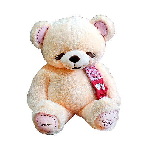 Boneka Beruang Jumbo teddy bear Super Besar STD Bonita Cream dengan syal pita cantik manusia 1.2 meter 1.2m premium anti rontok bisa di cuci