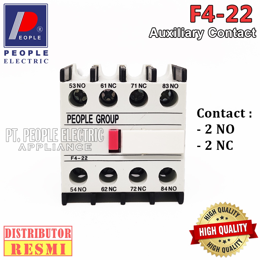 Auxiliary F4-22 Kontak Bantu Contactor Kontaktor 2NO 2NC People Premium