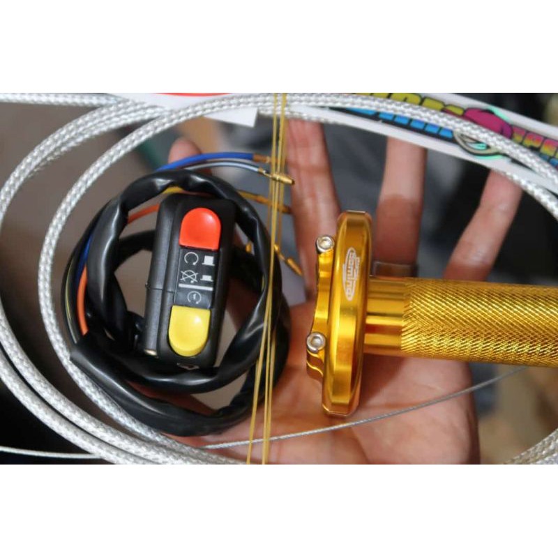 Gas Spontan 2 Kabel Model Slim Lengkap Dengan Tali Gas Serat Saklar On Off Starter