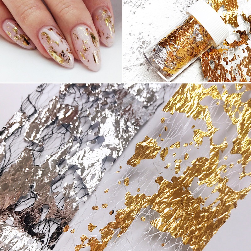 1 Pc 3D Mesh Stiker Kuku Emas Perak Net Line Tape on Nails Perekat Foil Sutra Nail Art Dekorasi Polandia Decals