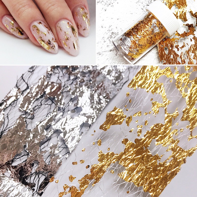 1 Pc 3D Mesh Stiker Kuku Emas Perak Net Line Tape on Nails Perekat Foil Sutra Nail Art Dekorasi Polandia Decals