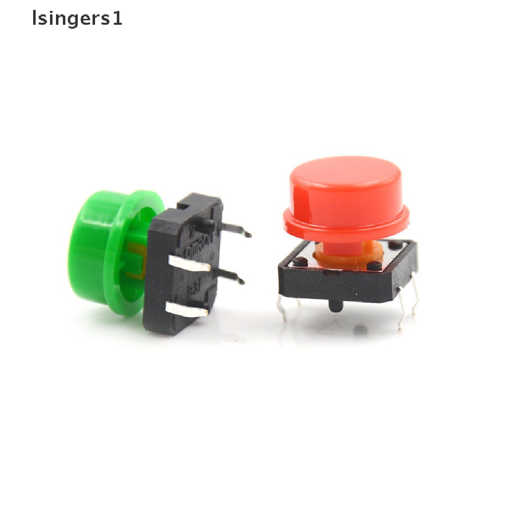 (lsingers1) 25 Set Tombol Tekan Momentary Tactile Micro Switch 4P PCB Cap 12x12 X 7.3mm