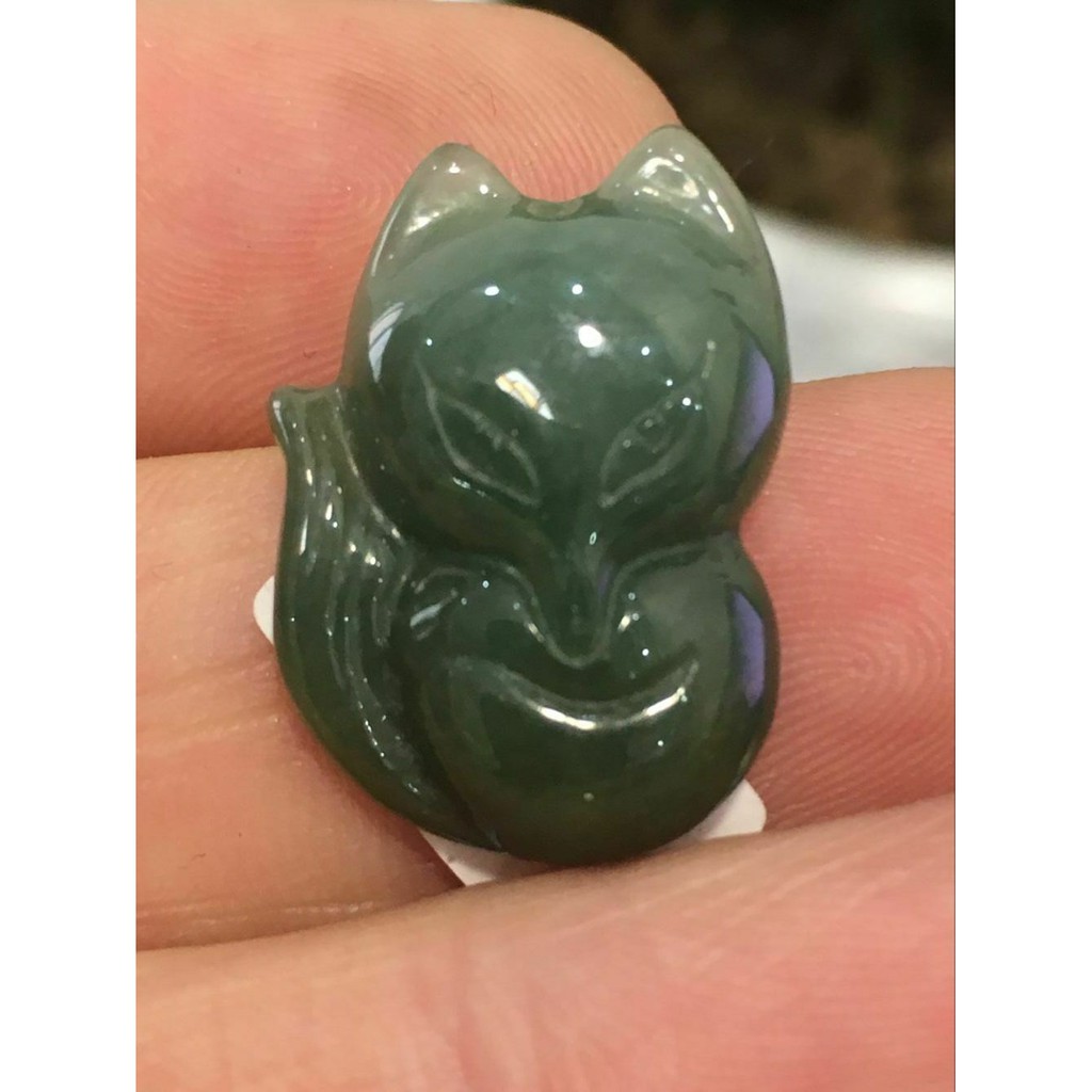 Natural A Jade jadeite engraving Fox pendant