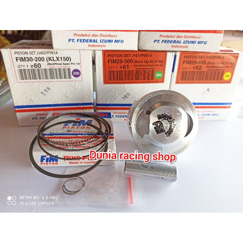 Piston FIM Seher FIM KLX CRF Dtracker 58 58.5 59 59.5 60 61 61.5 62 62.5 63 63.5 64 Pin 14 ring seher pen piston 1set