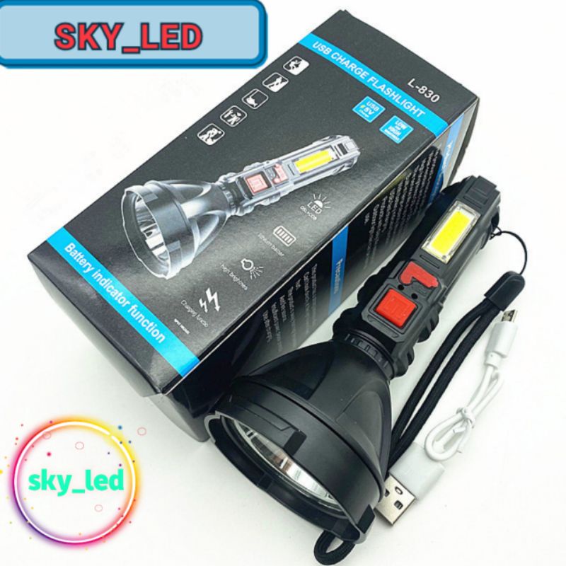 SKY_LED / SENTER COB USB CHARGING /FLASHLIGHT L 830 /SUPER TERANG