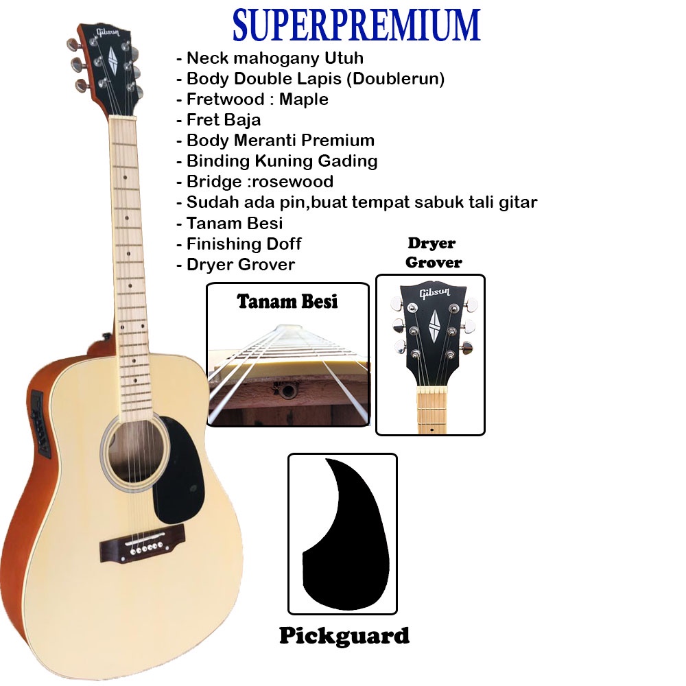 Gitar Akustik Gibson Double Run NECK UTUH Terbaru