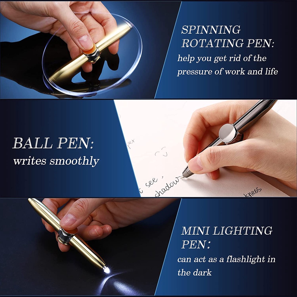 Pen Fidget Spinner Gyro Dekompresi Multifungsi Bahan Metal Dengan Lampu LED