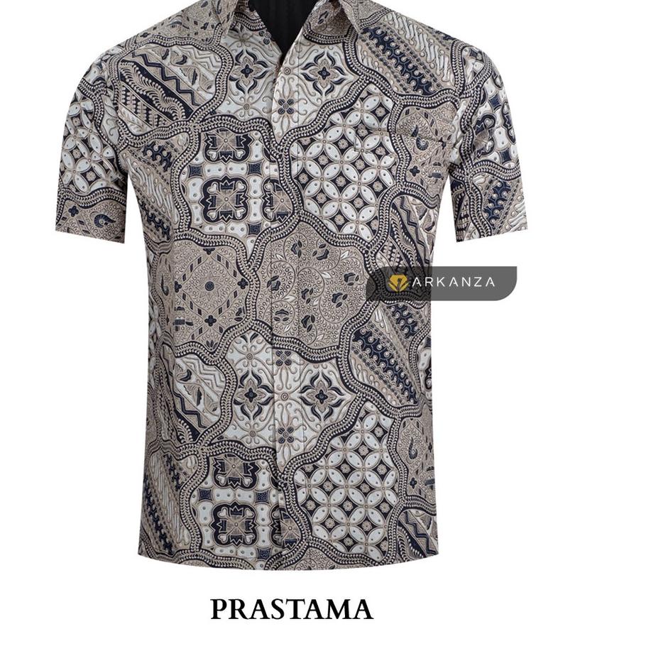 Paling Diminati BATIK ARKANZA Motif PRASTAMA Hem Atasan Kemeja Baju Batik Pria Cowok Laki Laki Slimf