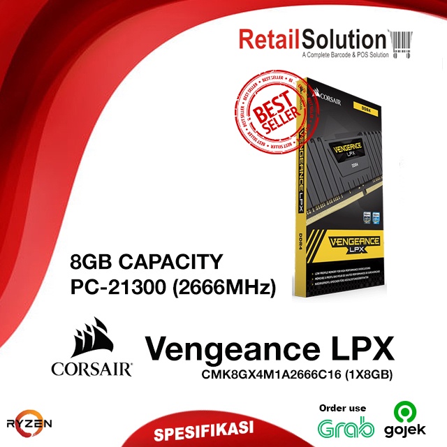 RAM Corsair Vengeance LPX 8GB 2666MHz LONGDIMM - CMK8GX4M1A2666C16