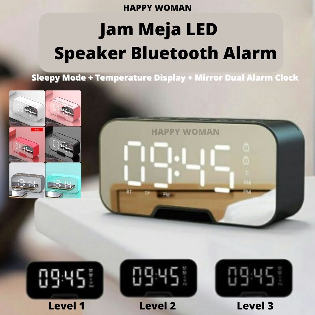 Jam Meja Digital Portable Speaker Bluetooth Wireless Bass Mini Stereo Speaker Jam FM Radio