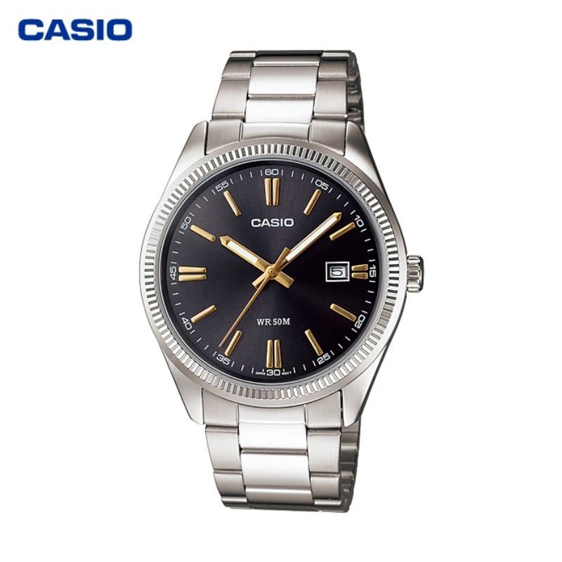 JAM TANGAN PRIA CASIO MTP-1302D-1A2 ORIGINAL - MTP1302D SILVER HITAM