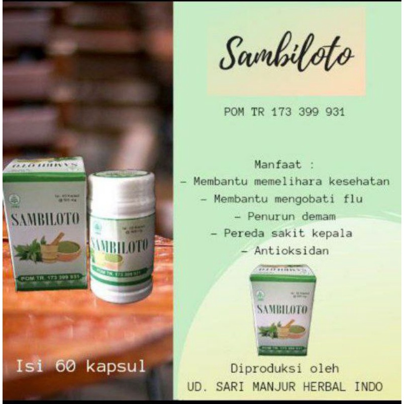Kapsul Sambiloto Original Halal BPOM | Sambiloto Bubuk Ekstrak | Sambiloto Kapsul isi 60kpsl SMH