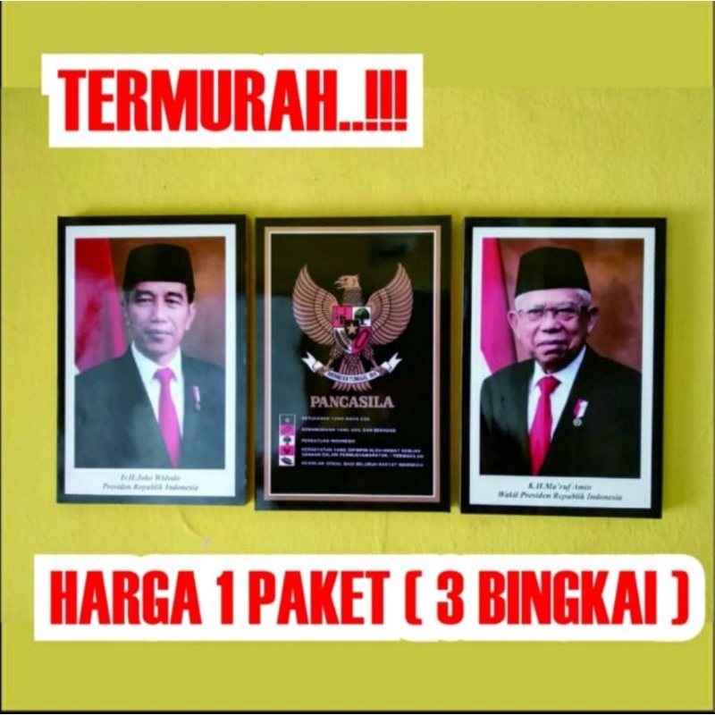 FOTO PRESIDEN ,WAKIL ,DAN PANCASILA HIASAN DINDING