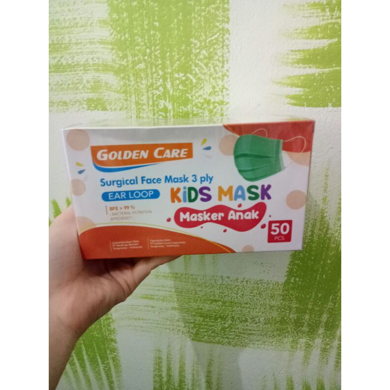 Masker Anak 3ply Earloop Medis Golden Care