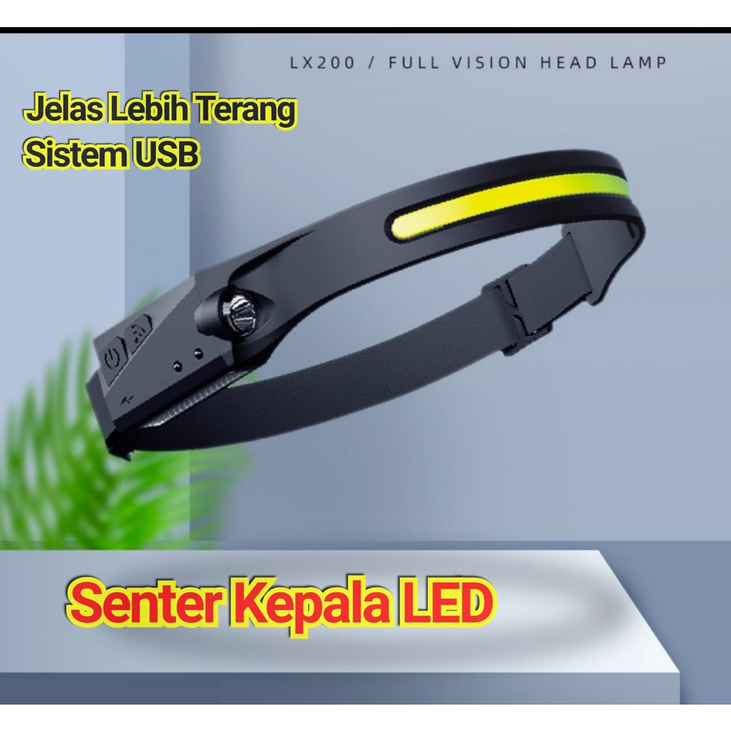 2 in 1- Headlamp Rechargeable USB Motion / Senter Kepala LED Terang