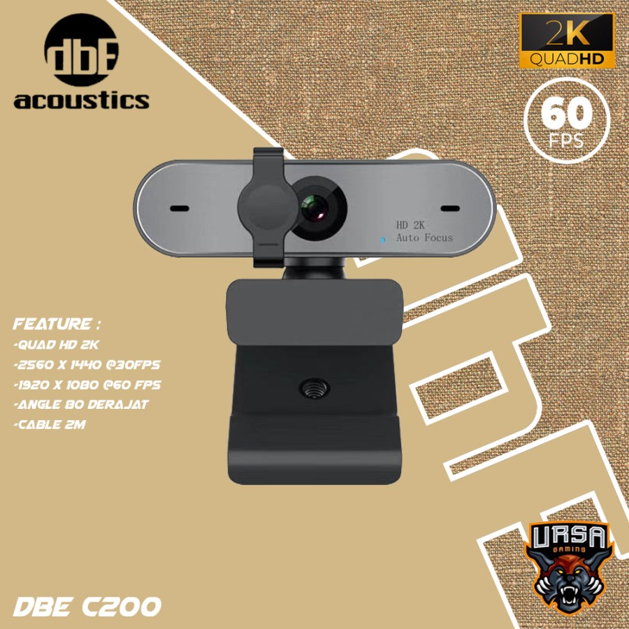Webcam dbE Acoustics C200 Quad HD 2K With AutoFocus - Built in Mic