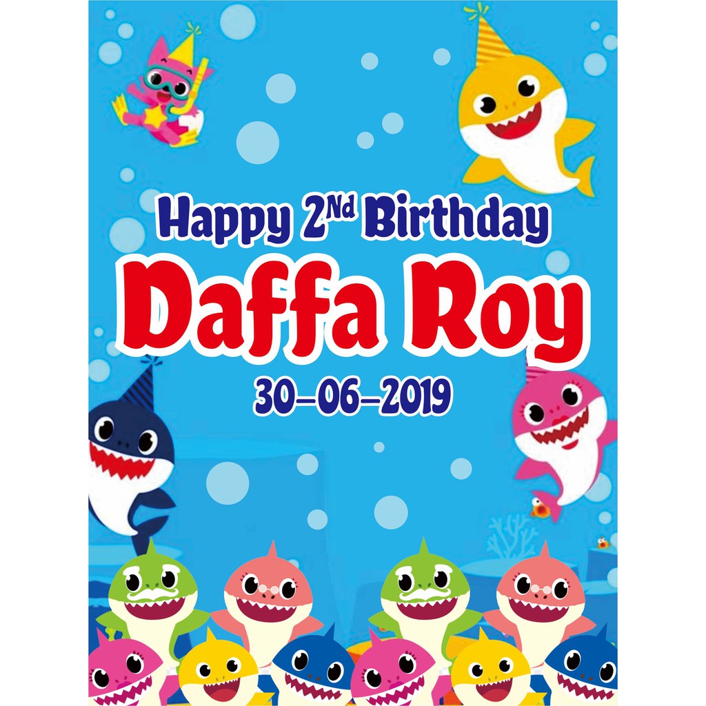 Tas Ultah Mika Full 25 x 18 x 23-Baby Shark