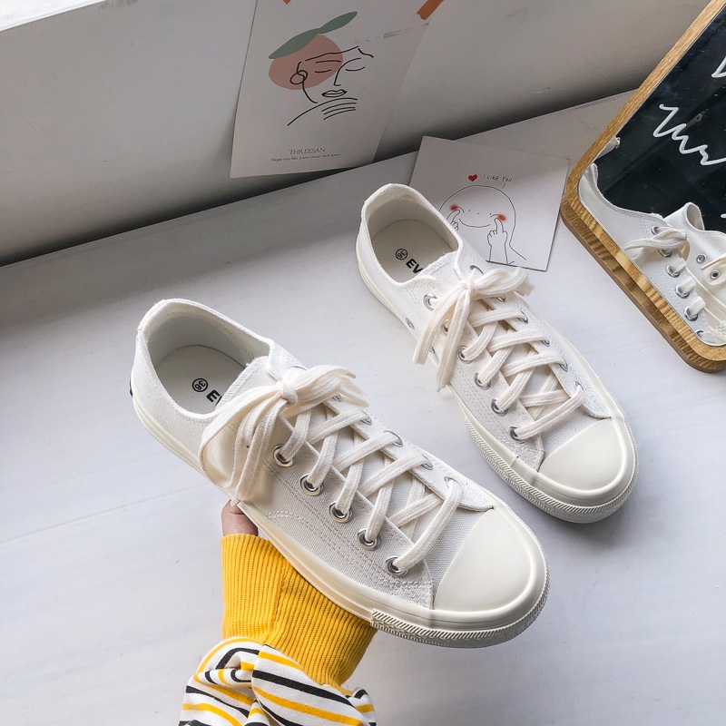 SW84 Sepatu Sneakers Import Putih White Wanita Korea Fashion Kanvas Sport Shoes COD Original