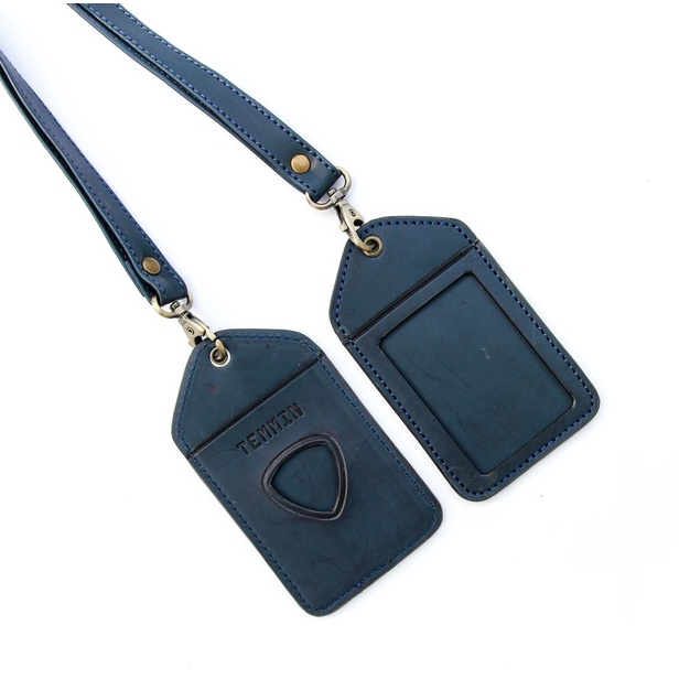 

CHARLES ID Card Holder Leather - Kalung Kartu Nama NAME TAG Dark Blue