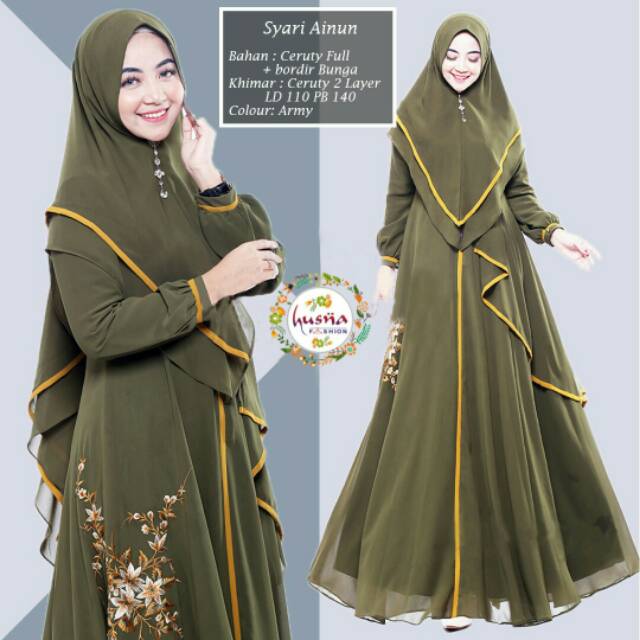 (RESTOCK #1) GAMIS SET JILBAB SYARI // AINUN SYARI // BAHAN FULL CERUTY