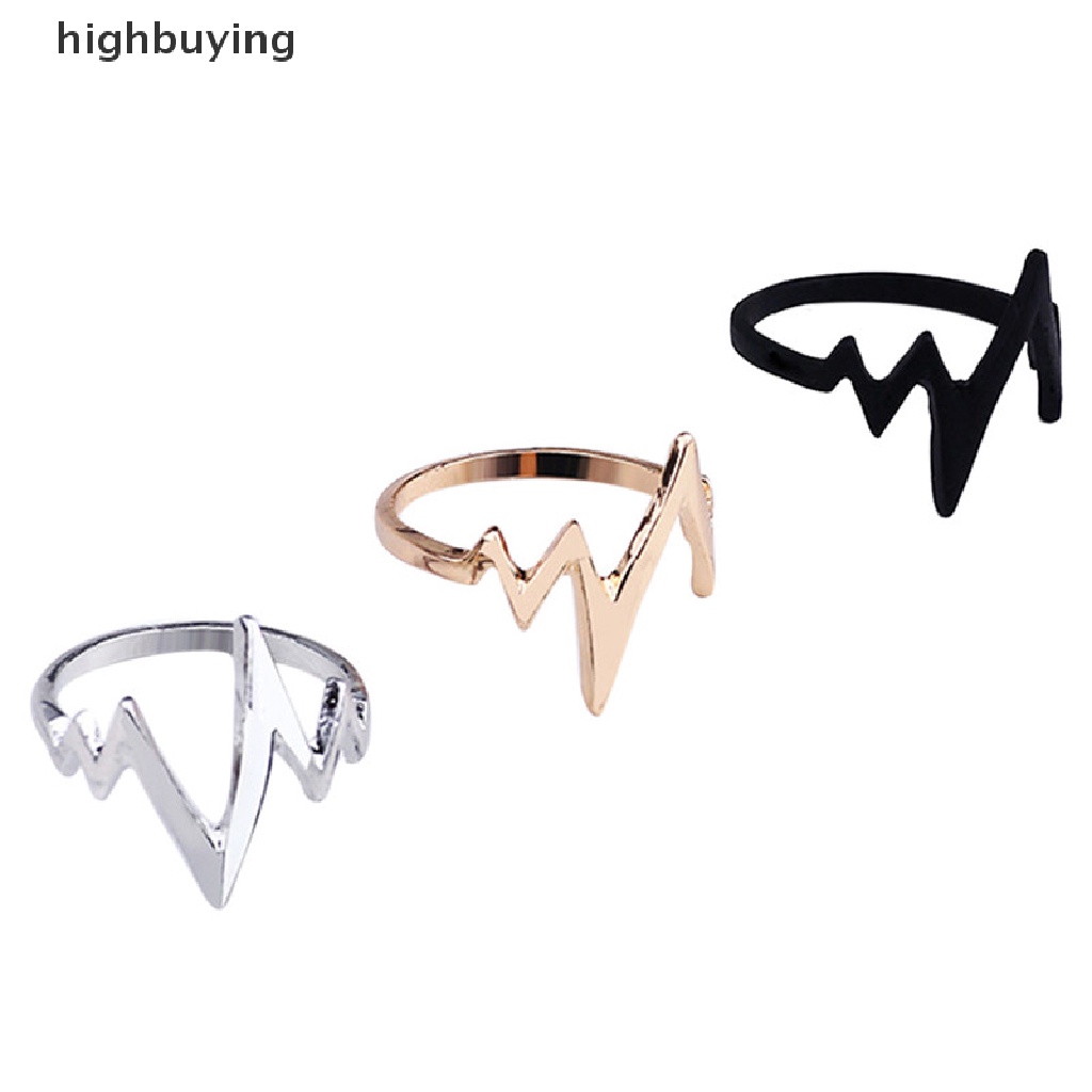 Hbid Cincin Vintage Bentuk Detak Jantung Elektrokardiogram Adjustable Untuk Wanita