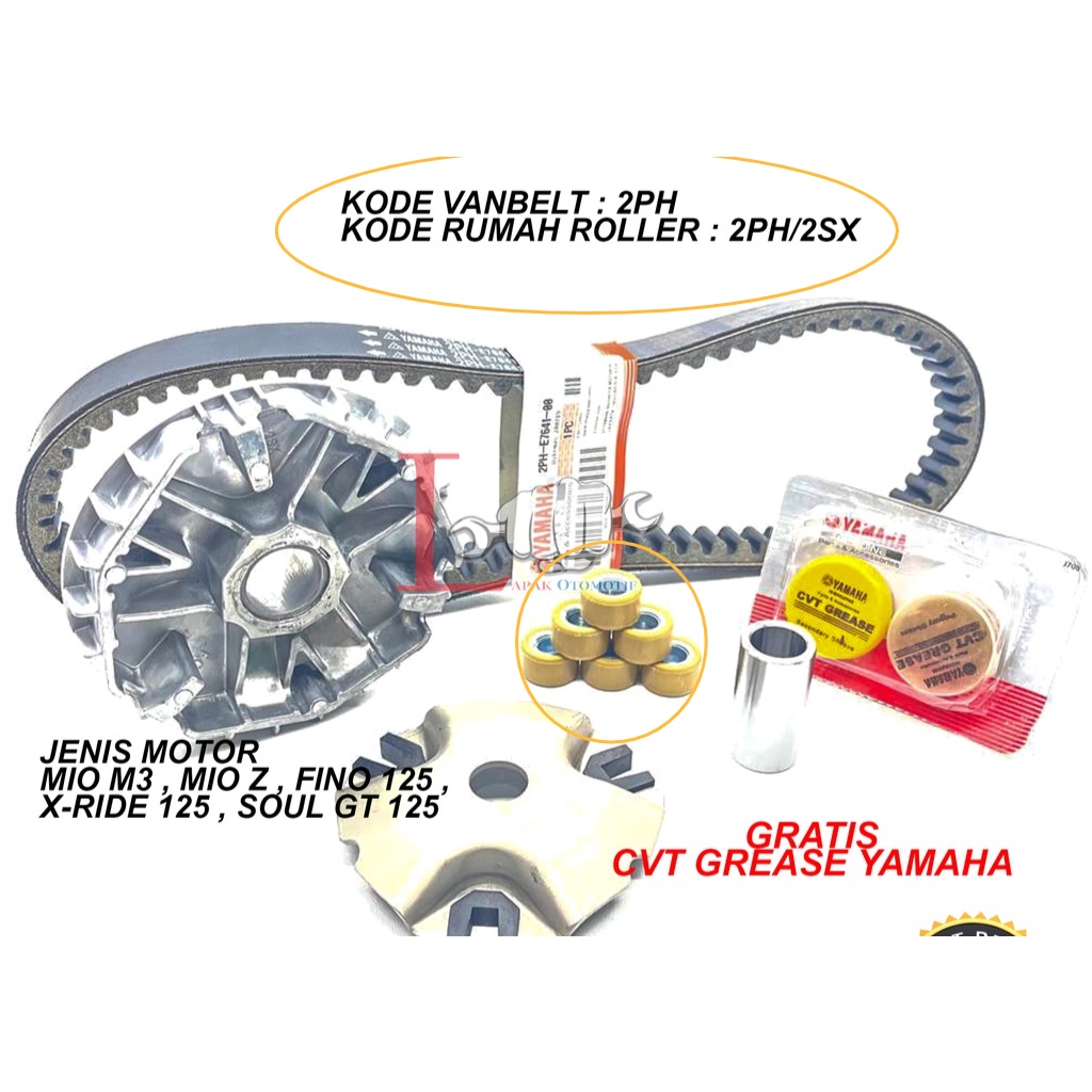 SATU PAKET RUMAH ROLLER SET MIO M3 , FINO 125 , MIO Z , SOUL GT 125 & VANBELT MIO M3 , FINO 125 , MI