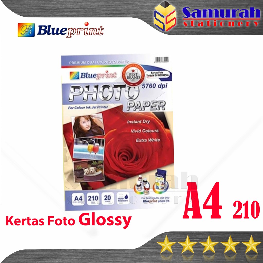 

Photo Paper Glossy Blueprint Ukuran A4 210 gsm / Kertas Foto Kilap BP - GPA4210 Mawar