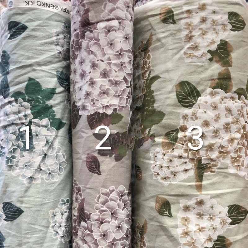 KAIN BAHAN KATUN JEPANG TOKAI SENKO MOTIF BUNGA BESAR PENUH