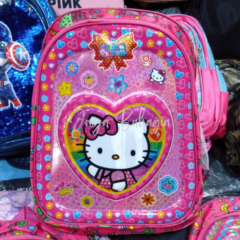 Ransel Neva Batok Hologram Hellokitty Lol Princess Emboss Plastik Keras Tas Sekolah Anak Perempuan TK SD