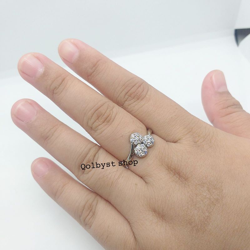 CINCIN 3 LINGKAR PERMATA SILVER