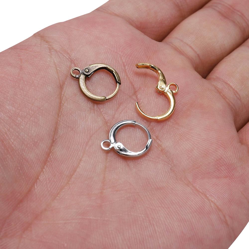 20 Pcs / Lot Kait Anting Hoops Ukuran 14x12mm Warna Emas Perak Untuk Membuat Perhiasan