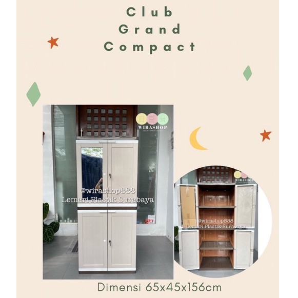 Lemari Plastik Club Grand Compact Kaca susun 4