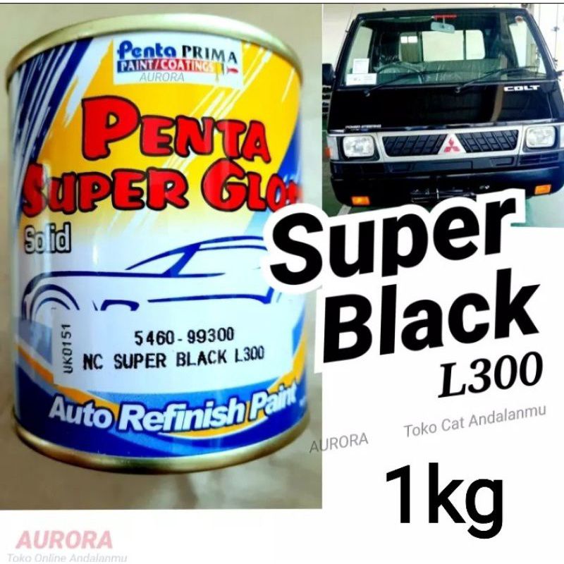 Cat Penta Super Gloss 1Kg NC Super Black L300 5460-99300 Hitam L300 Mengkilap Solid Cat Mobil Motor 