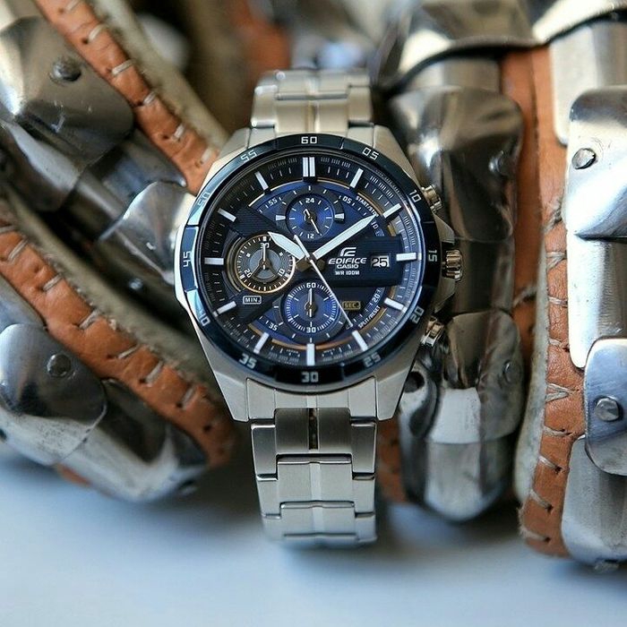 Jam Tangan Pria Casio Edifice EFR-556 Silver List Blue Original BM