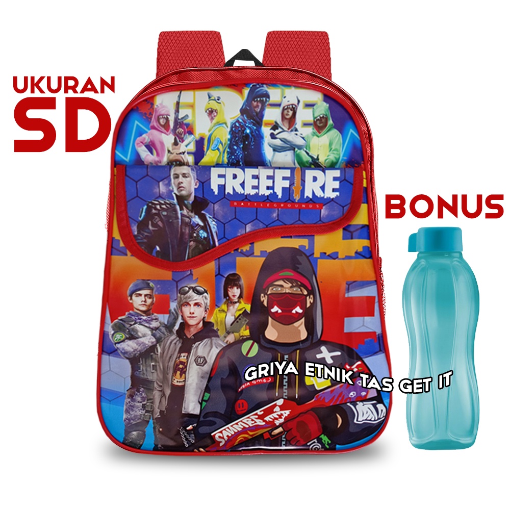 Tas Sekolah Anak Laki Laki SD Tobot Free Fire FF epep Spiderman Ultraman Free Firee Print Tutup