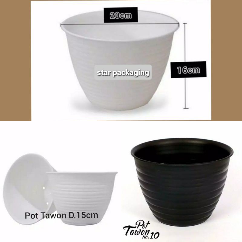 Pot Tanaman Pot Bunga Pot Plastik Putih dan Hitam Tawon Diameter 10 15 20