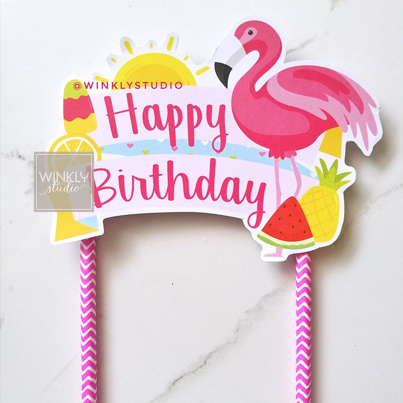 Big Cake Topper Flamingo Ready / Summer Flamingo Topper Kue Tart Girl / Hiasan Kue Ulang Tahun Pink