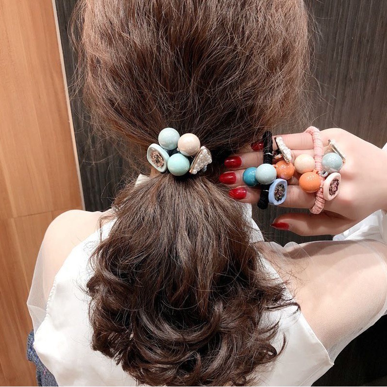 Karet Ikat Rambut SEGITIGA Akrilik Gaya Korea Import Murah Fashion Mutiara Wanita Hairband