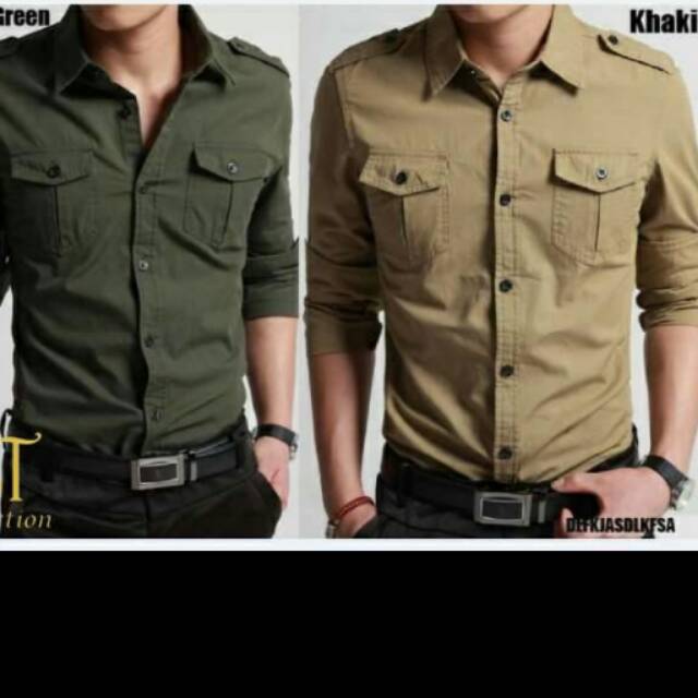 Kemeja Slimfit Pria {Diego VL} Hijau Army & Green