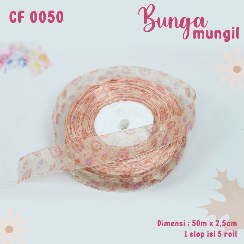 (5 meter)Organdi Motif Bunga Mungil CF0050 - 6 Pilihan Warna