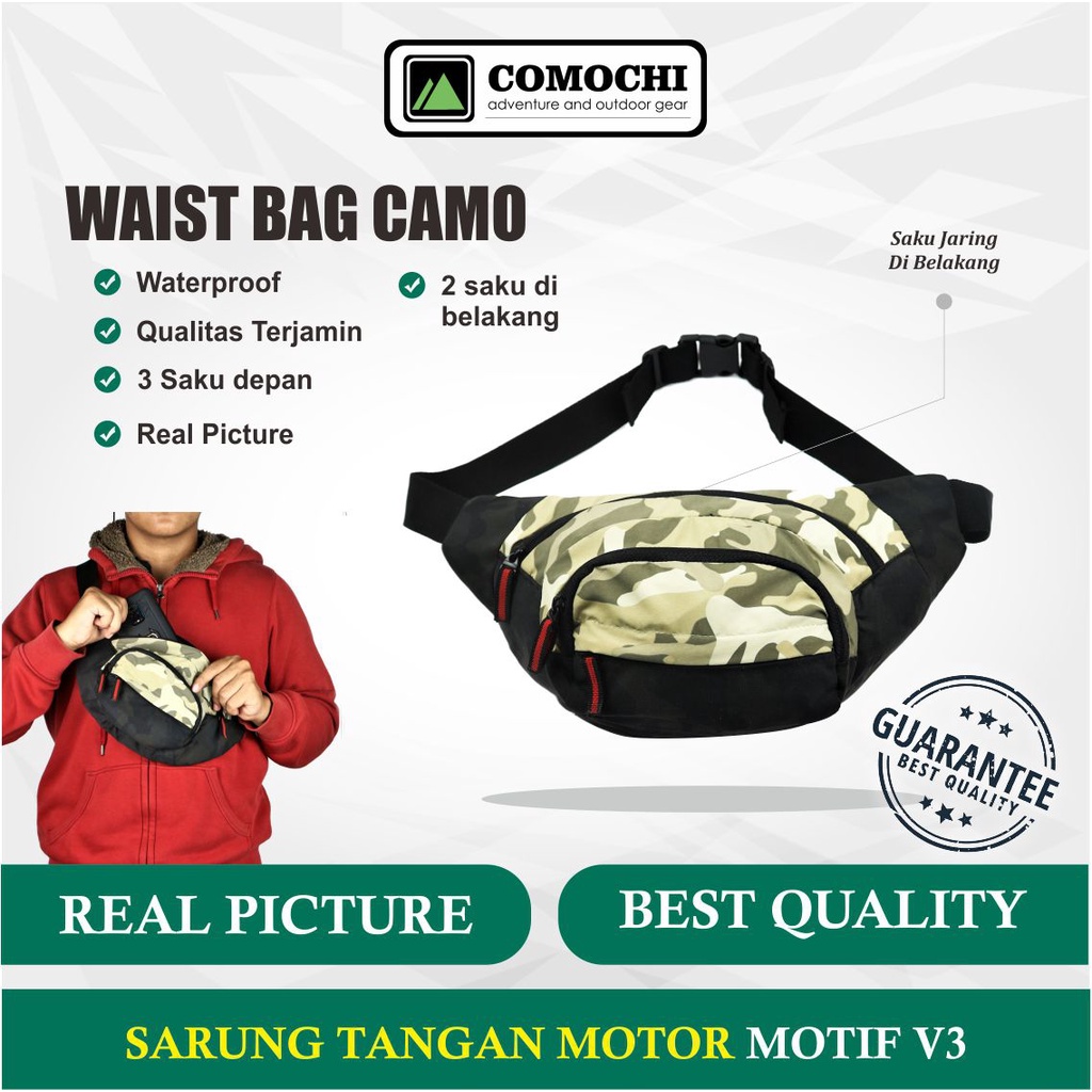 Tasikoutdoor Tas Selempang Pria Tas Slempang Bahu Pinggang Sling Bag Motif Camo Waistbag Corak Army