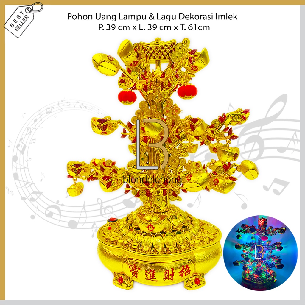 Pajangan Hiasan Tanaman Pohon Uang Duit Pachira Dekorasi Aksesoris Asesoris Accesories Yenpao Yenpau Yuanbao Coin Koin Fengshui Fengsui Hoki Rejeki Keberuntungan Musik Lagu Tahun Baru Cina Fuk Fu Decor Imlek Cny Shio Kelinci Rabbit Putar Emas Gold 2023