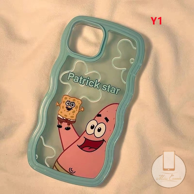 Case Redmi 9T 12C 9 9A 9C NFC A1+10 10A 10C Redmi Note10 9 Note8 Note 11 Pro+10 Pro Max Plus Note 10s 11s Kartun SpongeBob Patrick Star Wavy Edge Shockproof Casing Belakang TPU Lembut